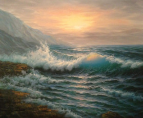 Wellen im Sonnenuntergang 60 x50 cm - 370.-€ Wellen im Sonnenuntergang